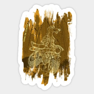 Daxhound and motorbike, background for light shirts Sticker